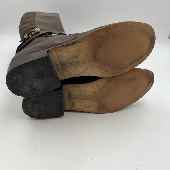 Michael Kors Arley Riding Boots Brown Knee High Leather - Picture 11 of 12